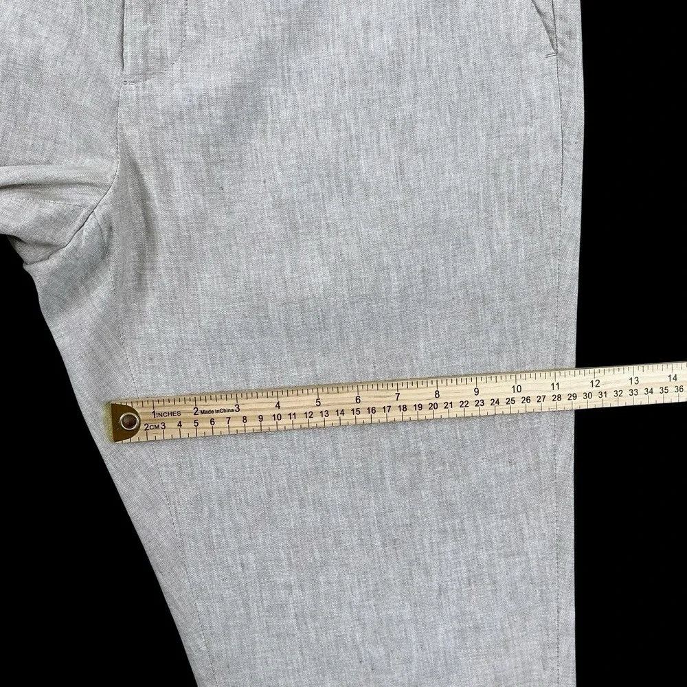 Perry Ellis Pants Men 34x30 (ACTUAL 34x29) Beige Linen Blend Straight Trousers